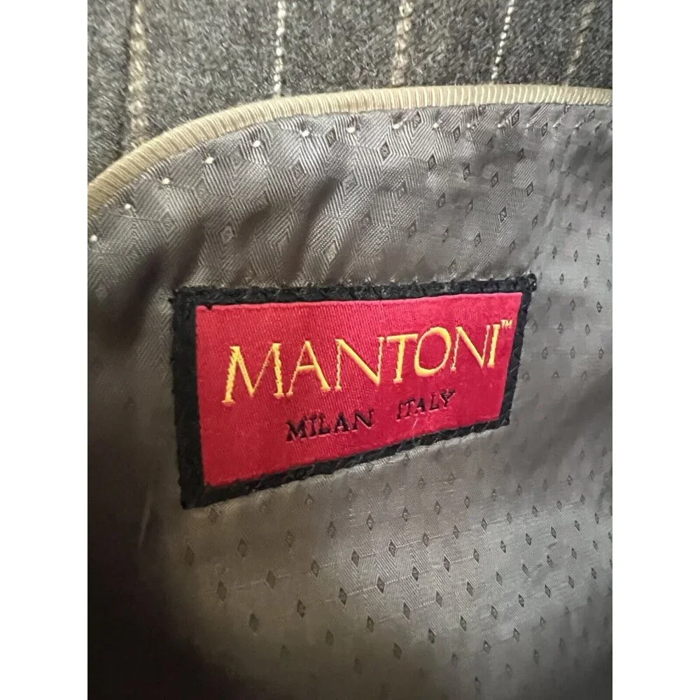 Mantoni Italy Super 140's Wool Brown‎ Striped Dual Vent Blazer Sport Jacket 50L